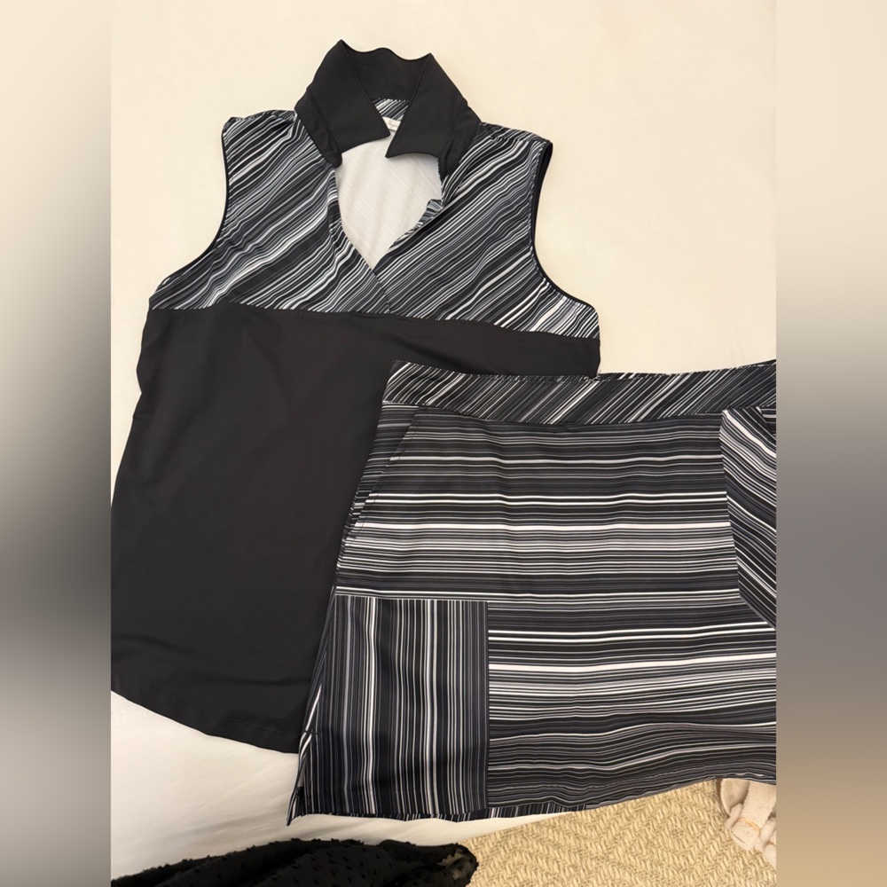 Lady Hagen Monochrome Striped Top and Skirt